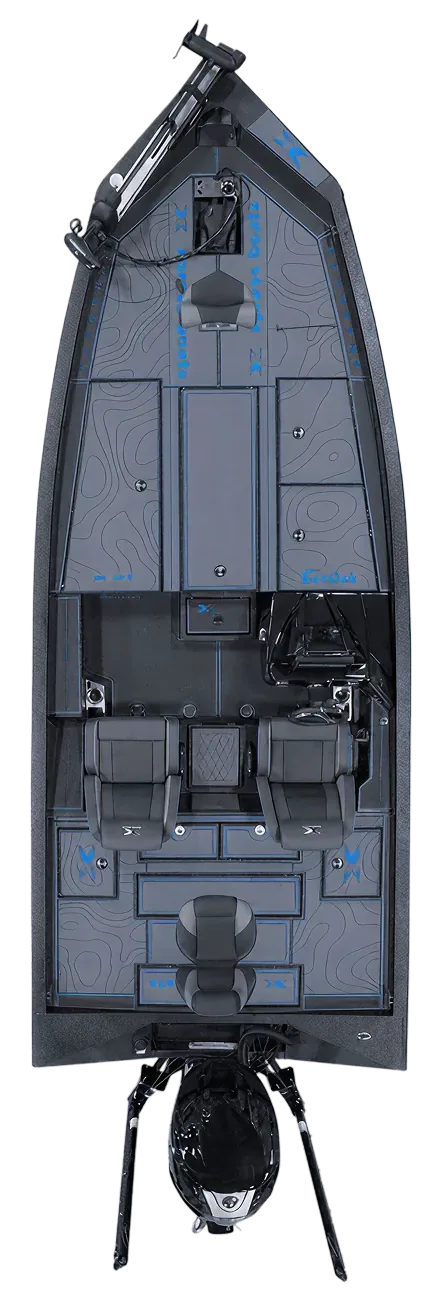 Top view of the Xpress X21 bass fishing boat