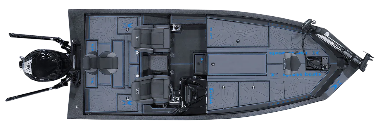 Top view of the Xpress X21 bass fishing boat